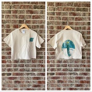 Crop top band shirt - Little wings light green leaves adult small indie